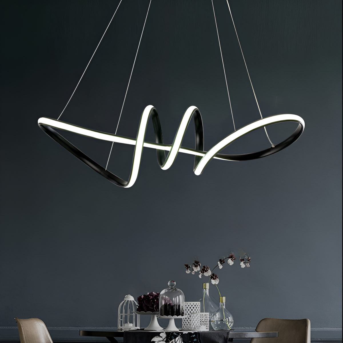 Люстра підвісна чорна геометрична L-72 cm Led 47W 4000K Black Geometry 250980-100006040