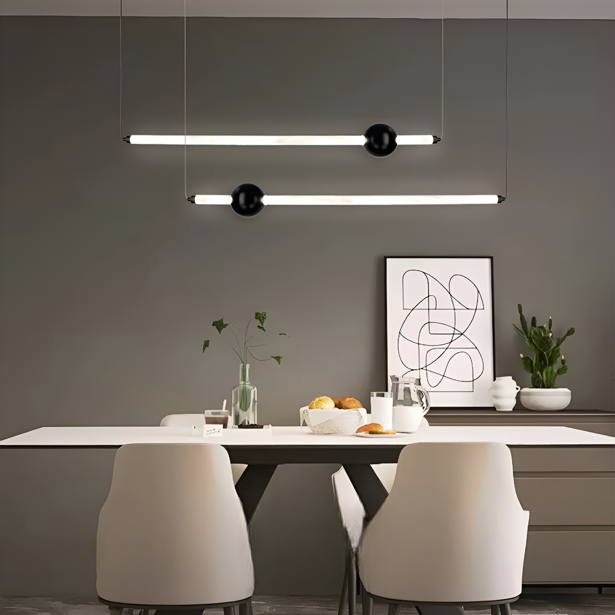 Підвісна люстра Horizontal tubes L-90cm 13W White+Black 250518-100004855