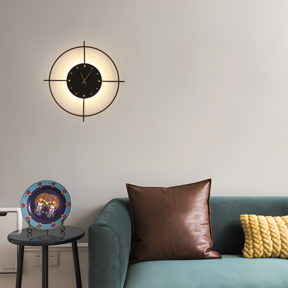 Настінний світильник годинник D-50.5 cm Led 6.5W 4000K Black+Gold Clock 260235-100007339