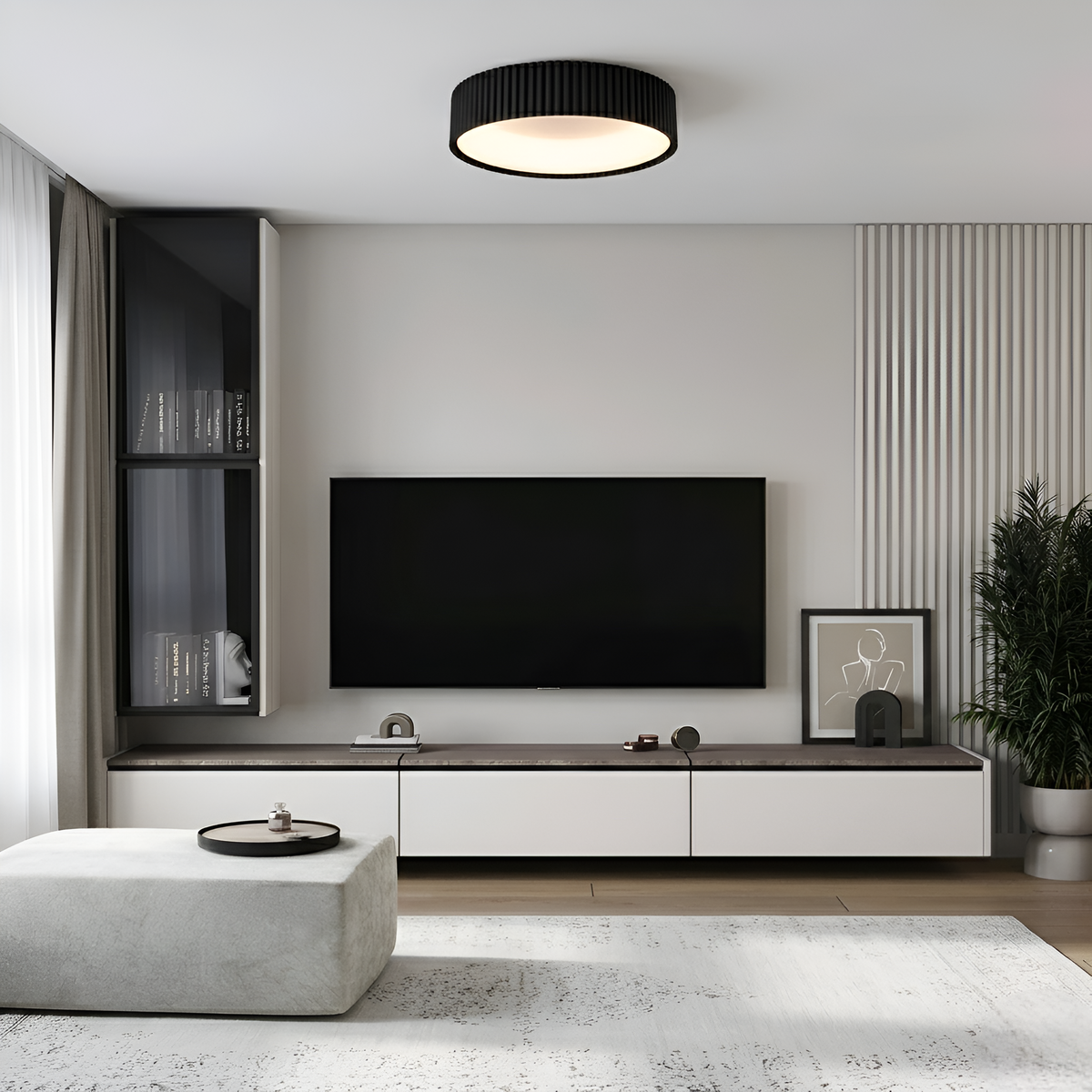 Стельові люстри чорні D-40 cm / D-50 cm Led Black Gofre 260322-100007624