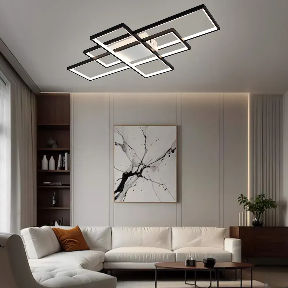 Стельова люстра з пультом L-90 cm Led 110W 3000К-60000К Black Square 260975-100008854