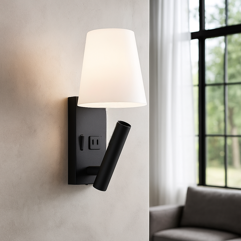 Настінний світильник чорний H-25 cm Led 3W 4200K Black+White House 251160-100006546