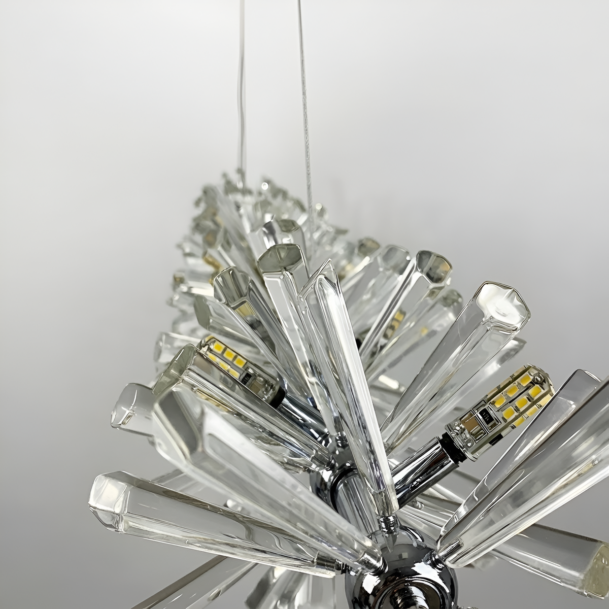 Підвісний світильник срібний H-140 cm L-100 cm G4x15 Chrome + Transparent Frost 231018-100002680
