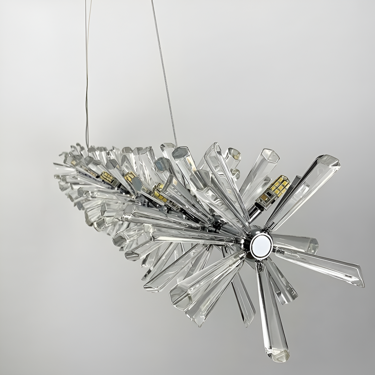 Підвісний світильник срібний H-140 cm L-100 cm G4x15 Chrome + Transparent Frost 231018-100002680