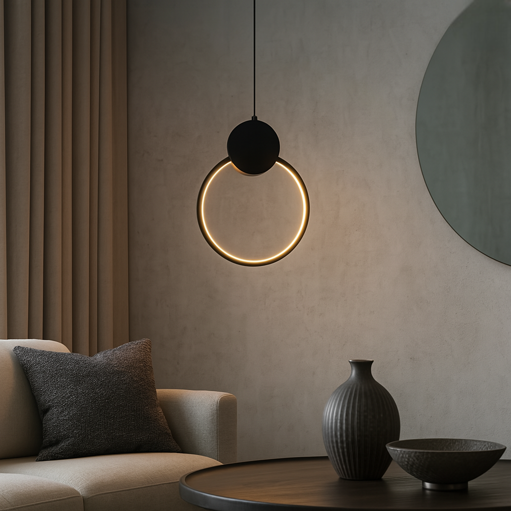 Підвісний світильник чорний круг, кільце D-20 cm Led 15W Black Ring 250791-100005652