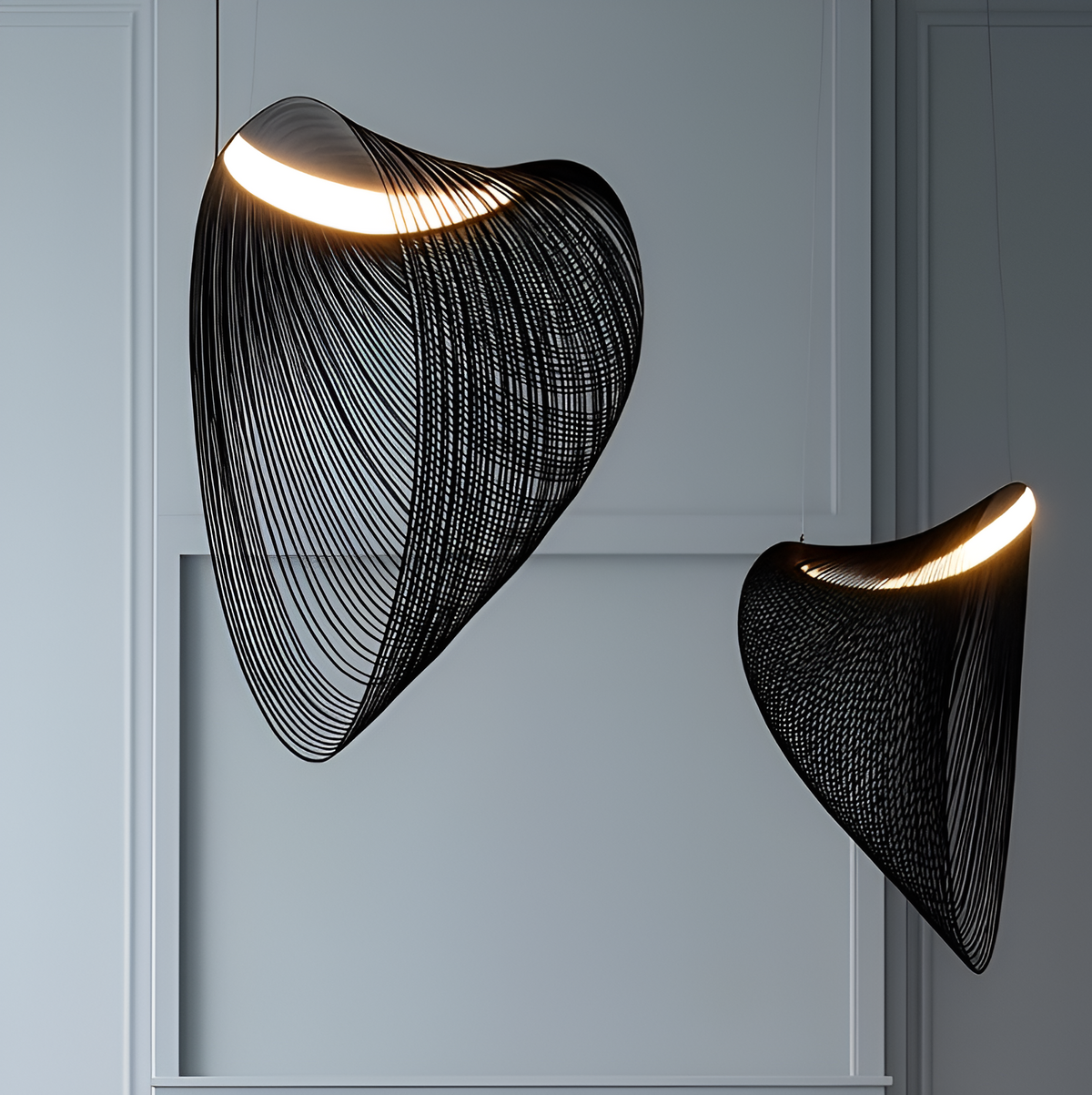 Підвісна люстра з дерева чорна L-40cm /60cm /80cm Led 4000K Black Woaph 251222-100006894