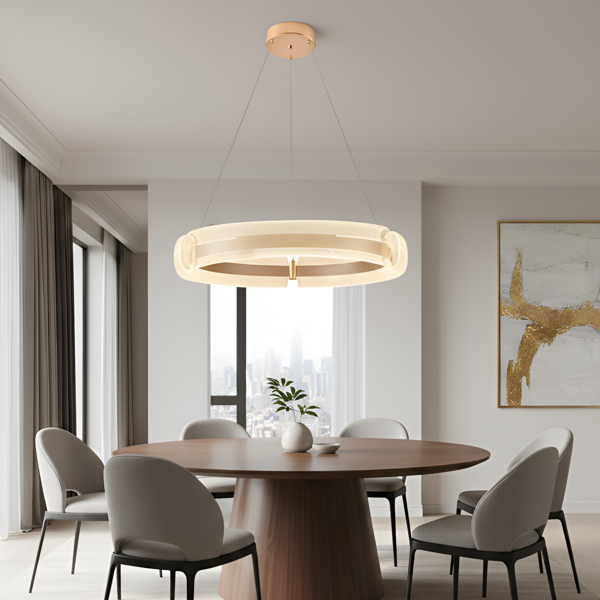 Підвісна люстра золота D-60 cm Led 60W 3000K-5000K Gold Circle 260248-100007402