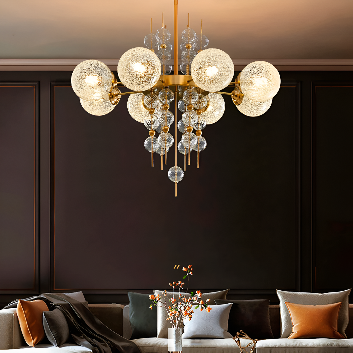 Підвісні світильники D-70 cm 6xE27 / D-78 cm 8xE27 Brass Luxury Ann 231018-100002674