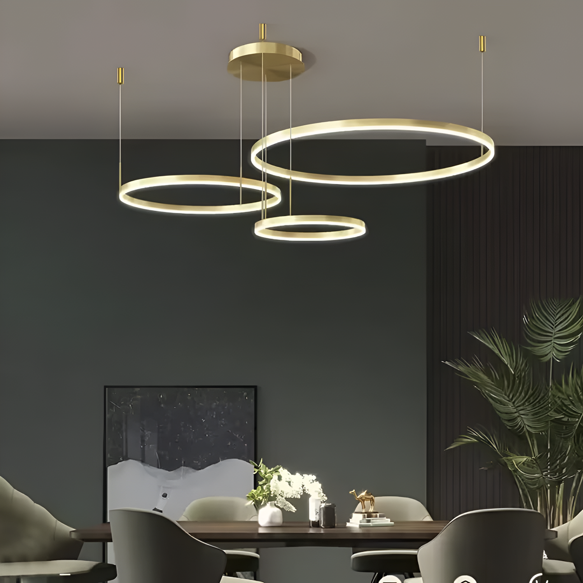 Підвісні люстри золота з кільцями у 3-х варіаціях Led Gold Circle Total rings 251018-100006314