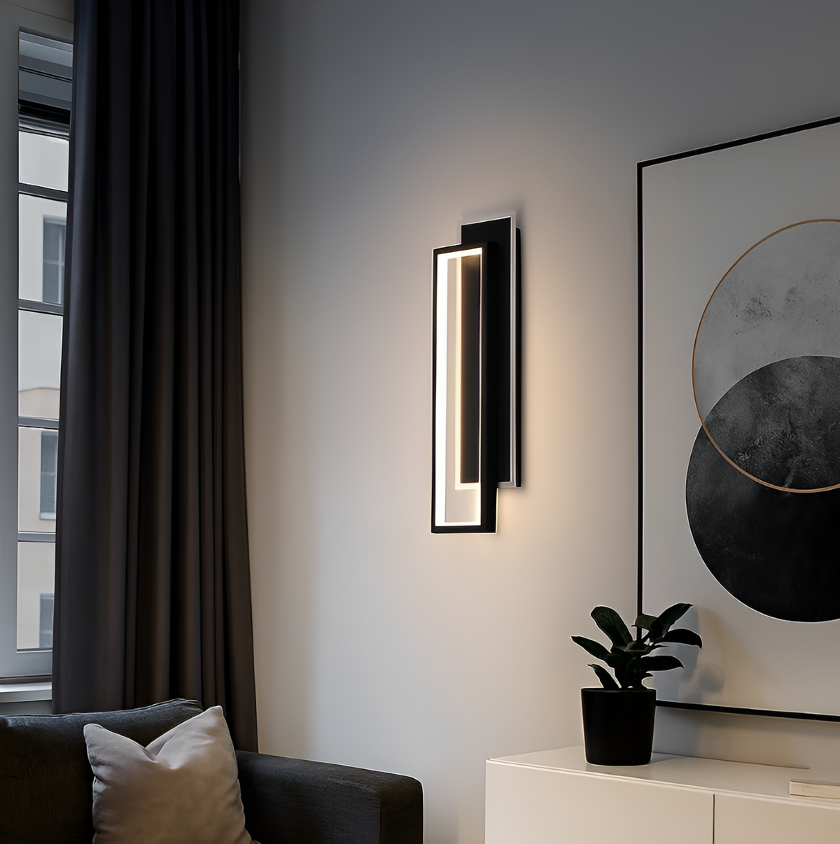 Настінний світильник чорний H-40.5 cm Led Black Rectangle 251122-100006610