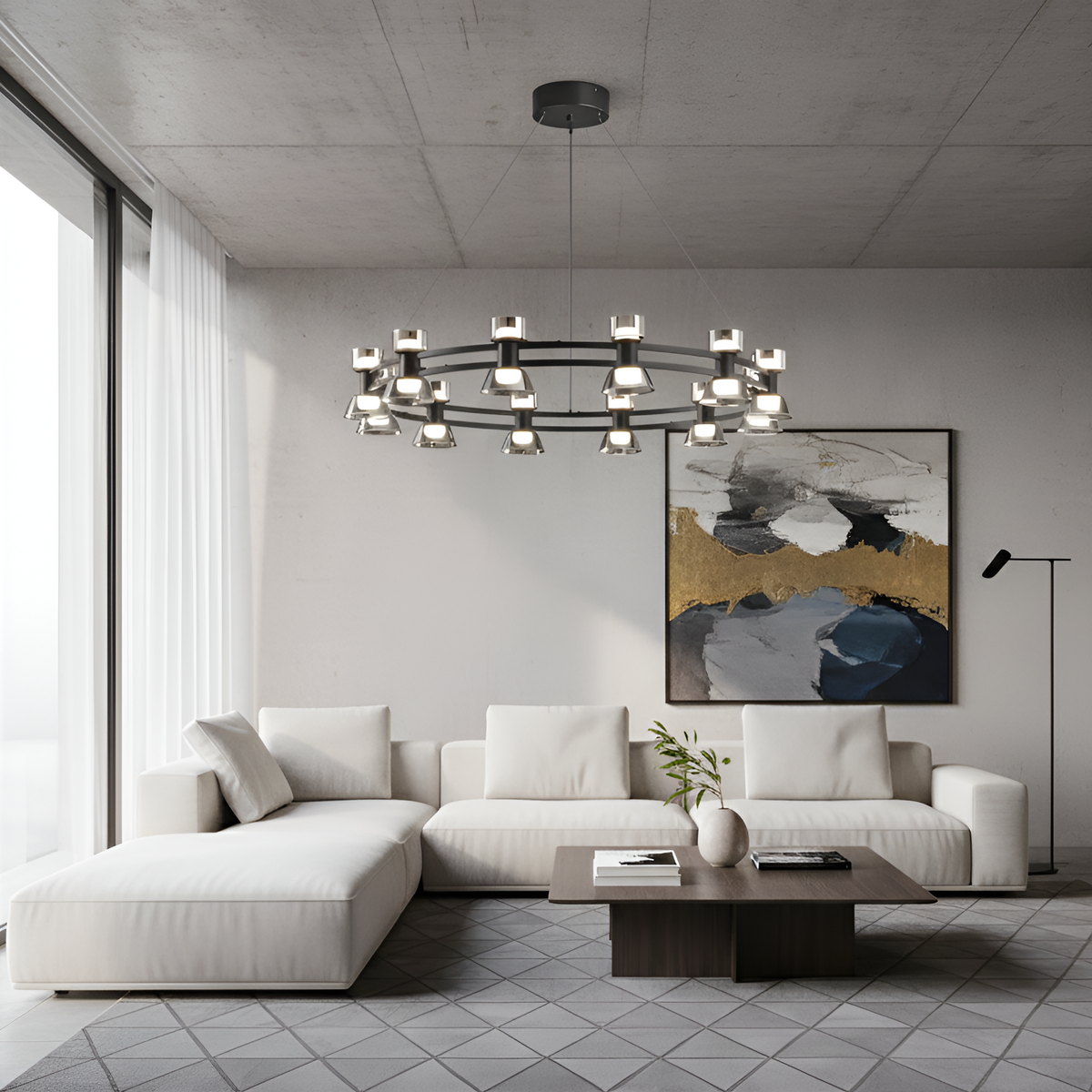 Люстра чорна D-83 cm Led 4100K Black Pendant 260219-100007461