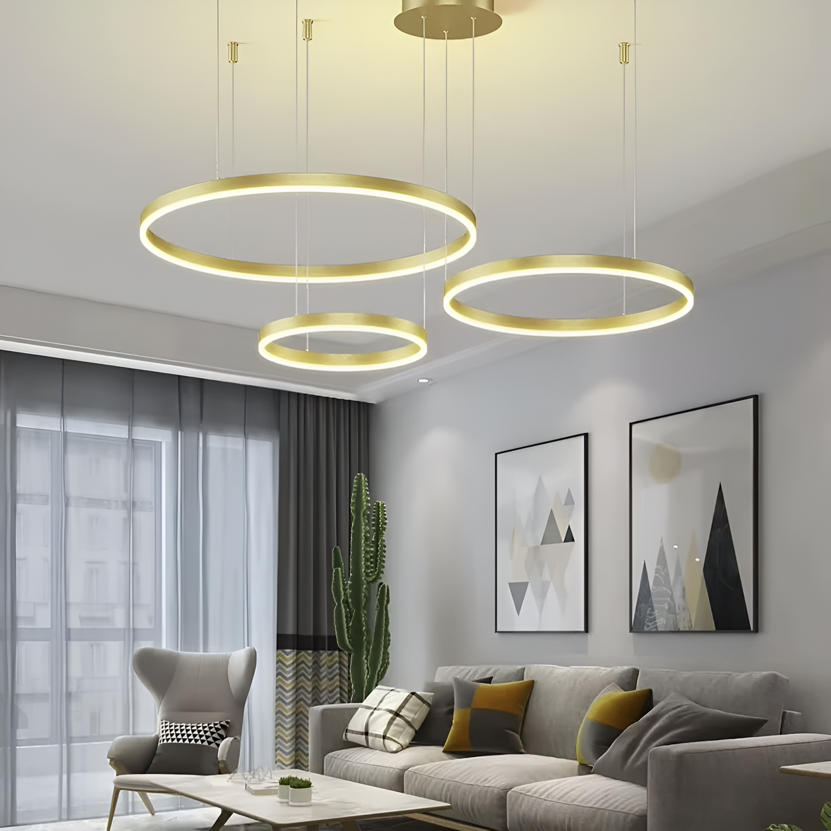 Підвісні люстри золота з кільцями у 3-х варіаціях Led Gold Circle Total rings 251018-100006314