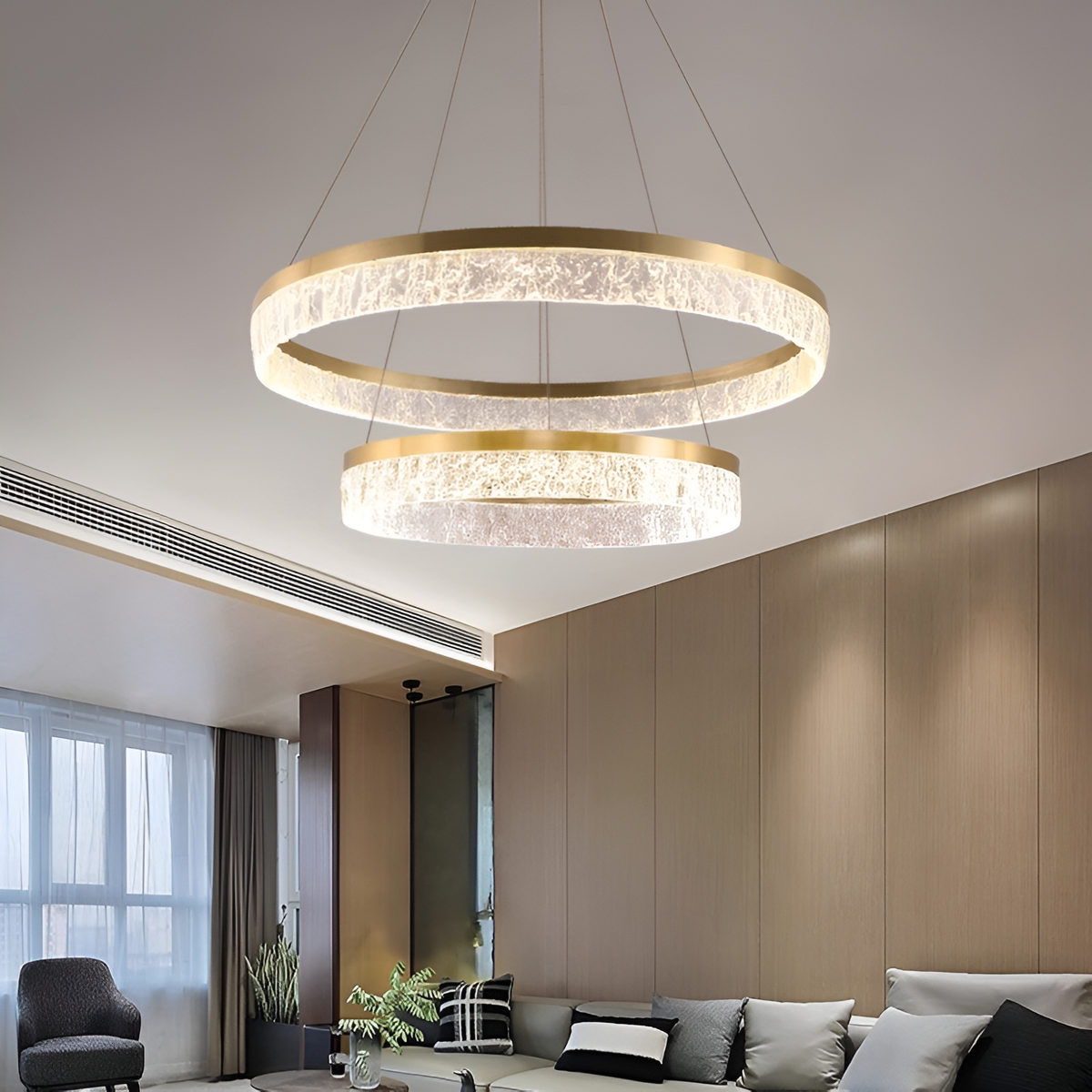 Люстра підвісна золота D-40+60cm Led 248W Gold Ice Circle 251119-100006710