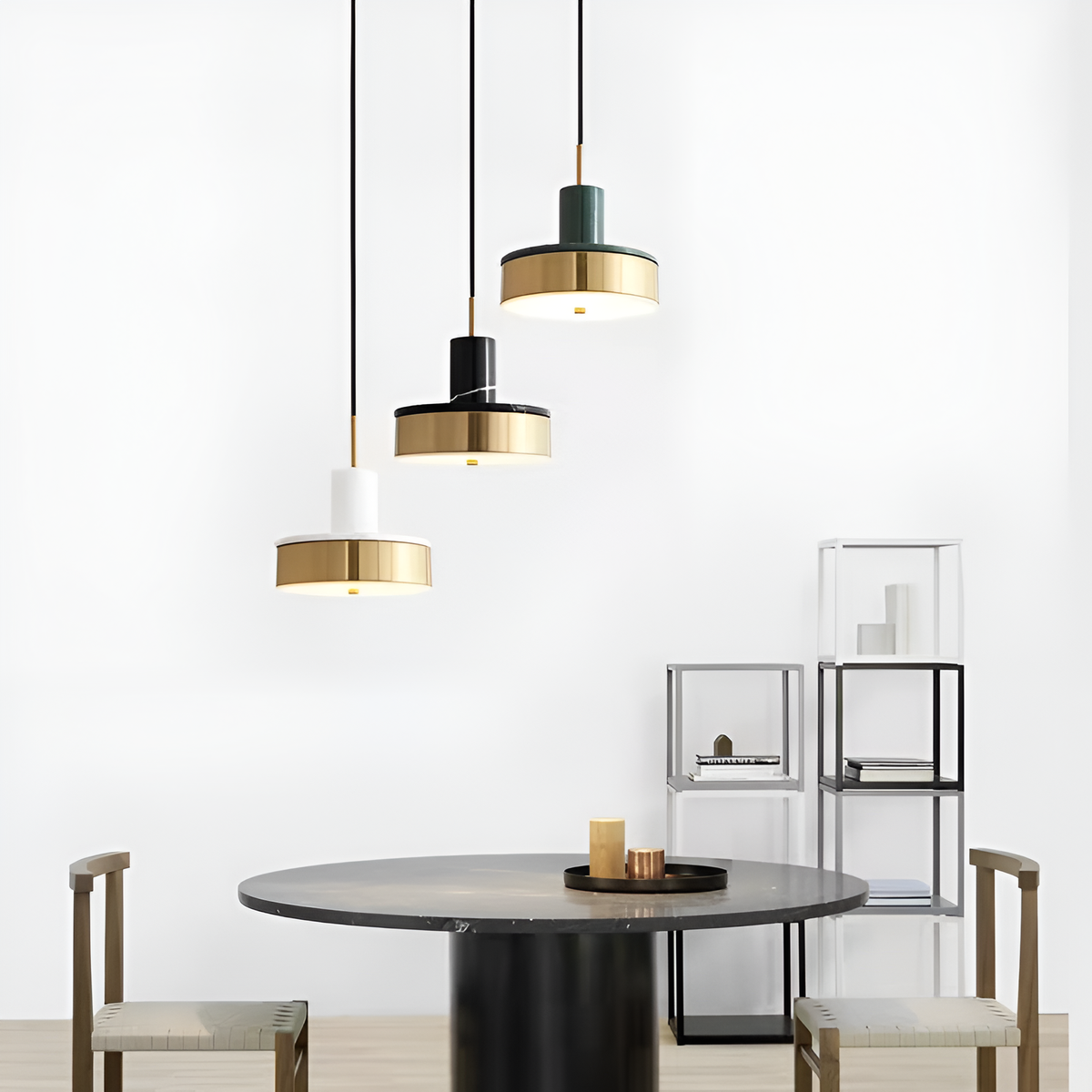 Підвісний світильник D-20 cm Led 18W 4000K Black+Gold Marble with gold 251117-100006528