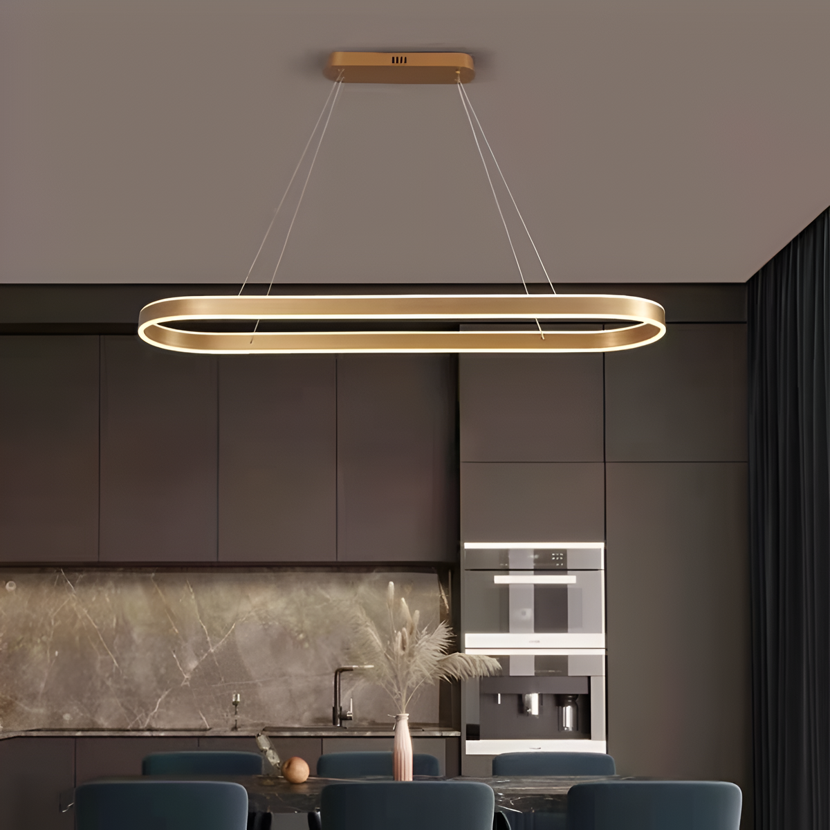 Підвісний світильник золотий L-100 cm Led 44W Gold Oval 251121-100006680