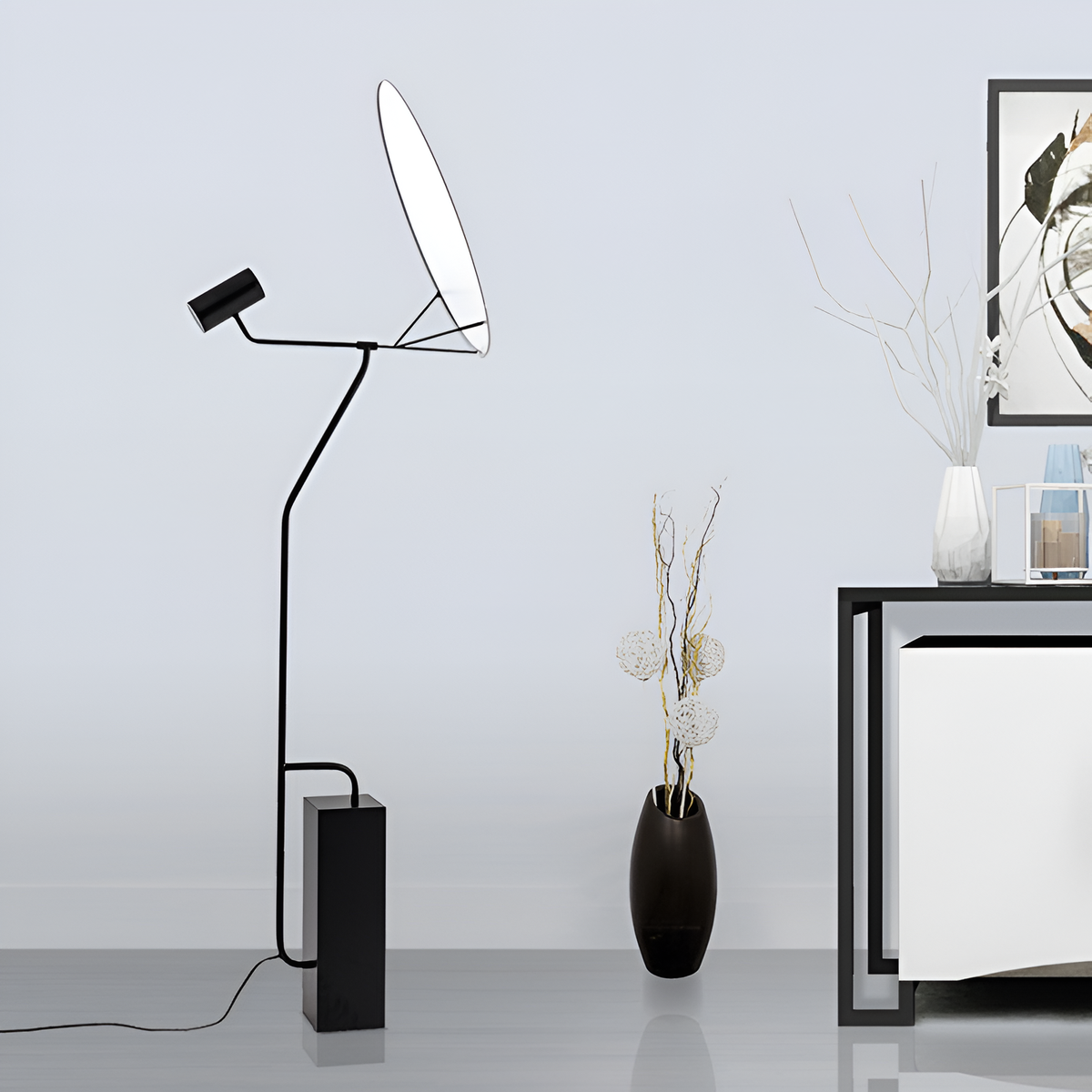 Торшер чорний з мармуром H-160 cm G9 Black Plate 260258-100007350