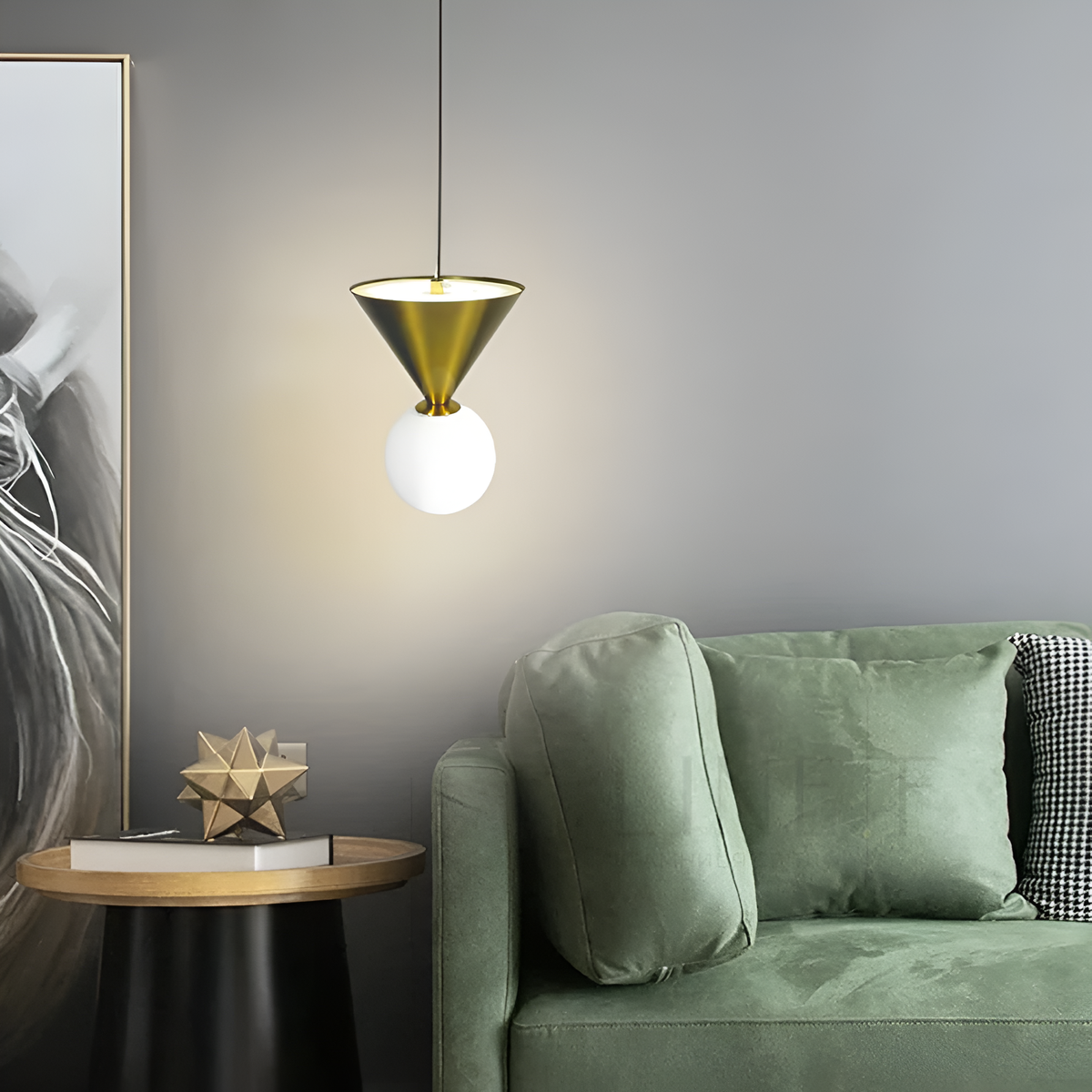 Підвісний світильник H-20 cm G9+Led 8W 4000K Gold+White Cone 251118-100006655