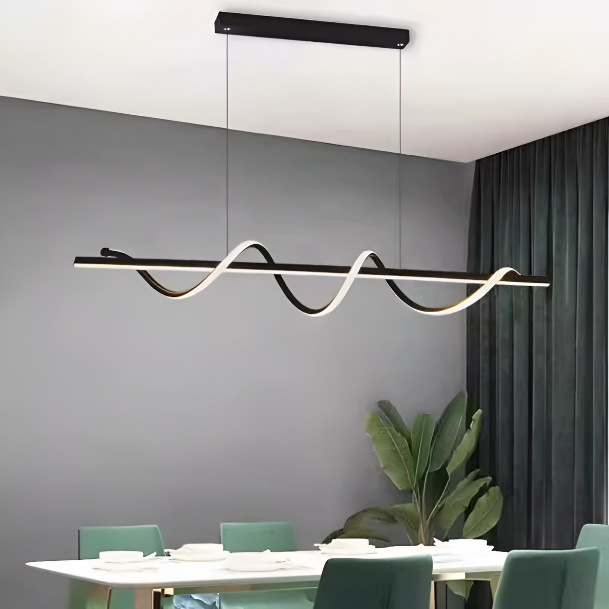Люстри підвісні хвилясті чорні L-100 cm / L-120 cm Led 3000K-6000K Black Gemo wave 231118-100002830