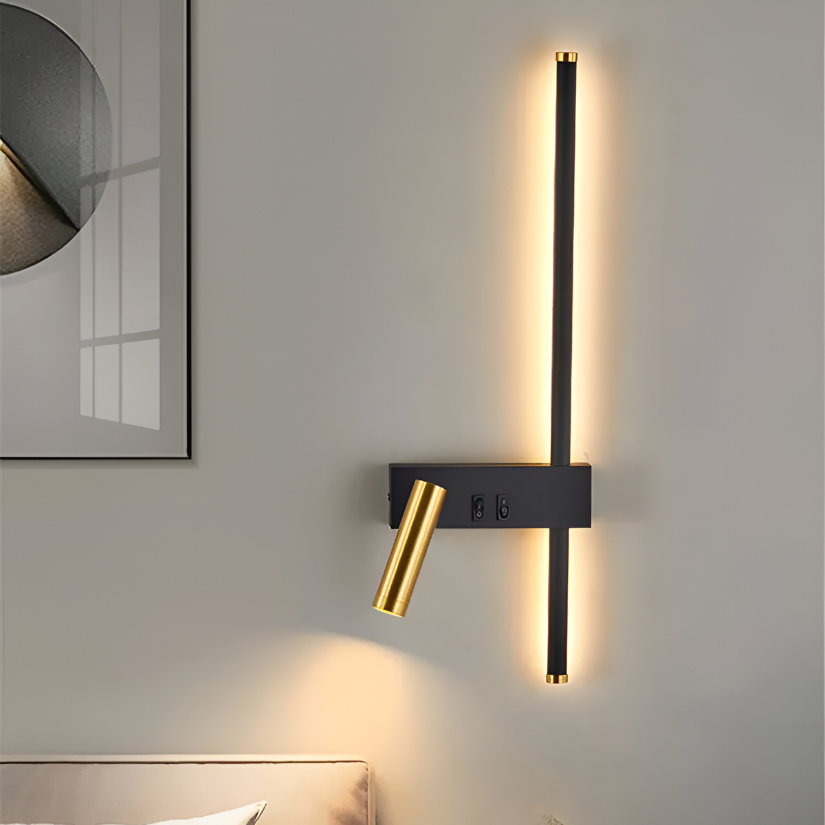 Бра з вимикачем на корпусі Strong Line Spot Left/ Right Н-50 см W-16 см 4000К Black + Gold 240218-100003091