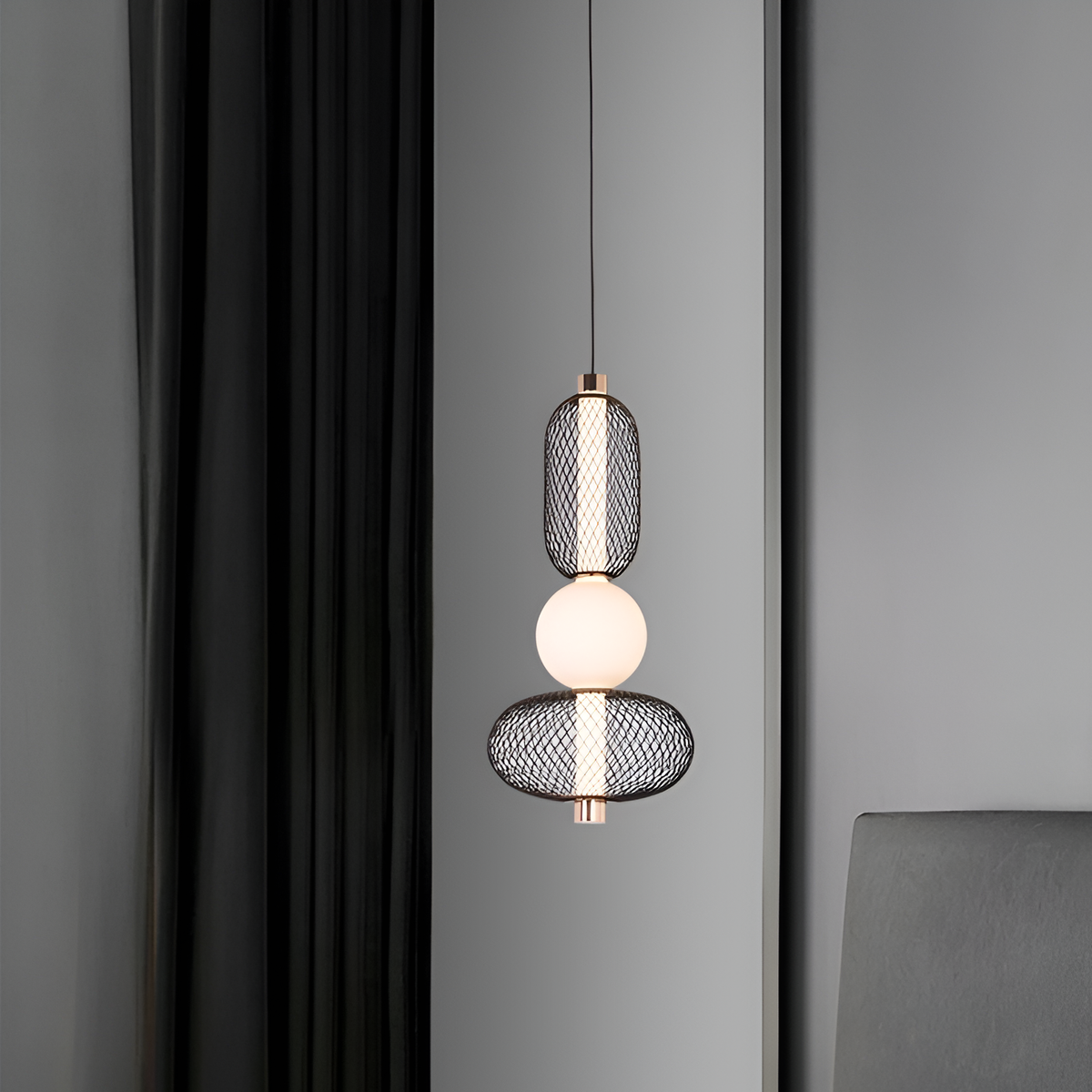 Підвісний світильник H-48 cm Led 5W 3000K Black+White Lattice 260131-100007202