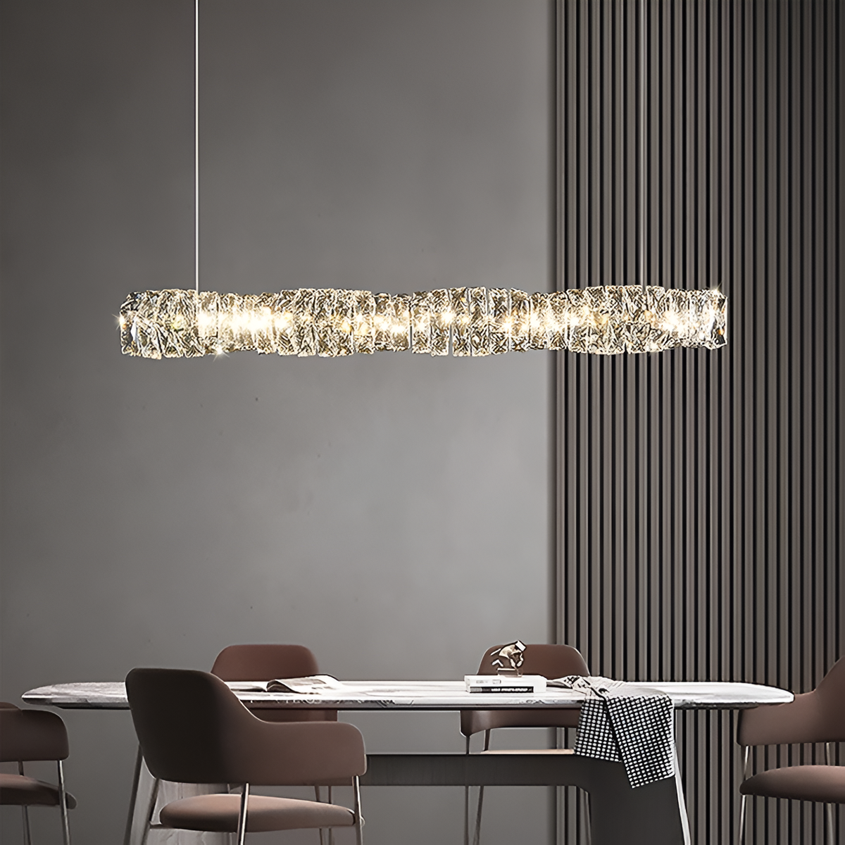 Підвісна люстра срібна L-97 cm Led 33W 3000K-6000K Chrome Crystal Diamond Shine 260235-100007337