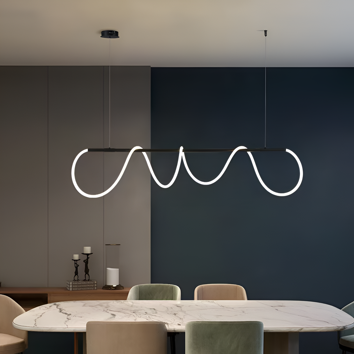 Підвісна люстра чорна L-165 cm Led 36W 4000K Black Rope 251236-100006893