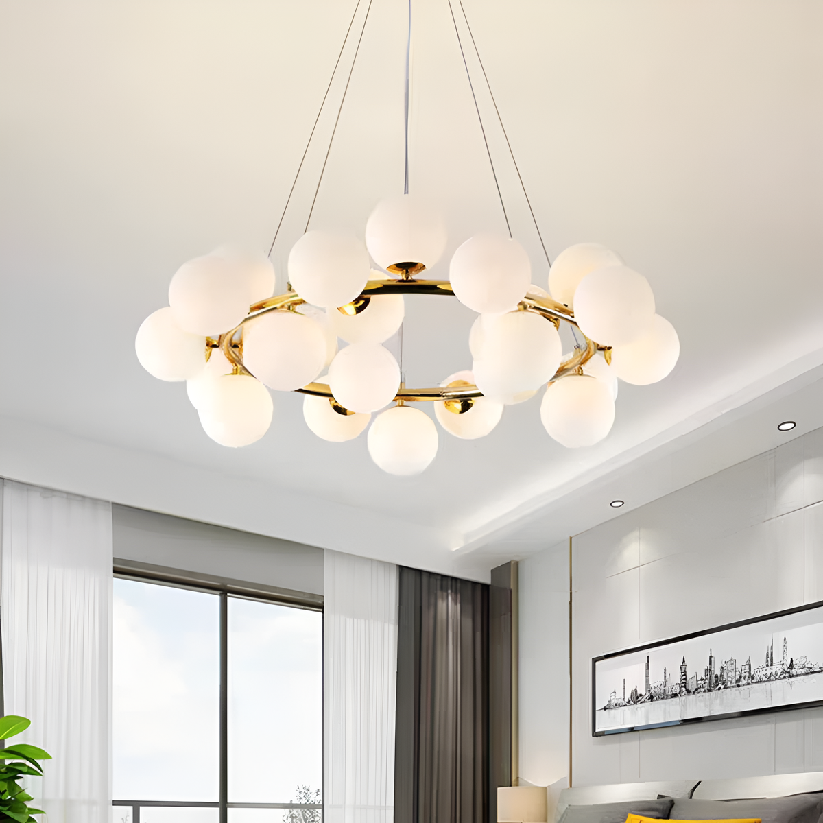 Люстра золота з білими плафонами D-75 cm G9x25 Gold + White Modo Bubbles 251131-100006733