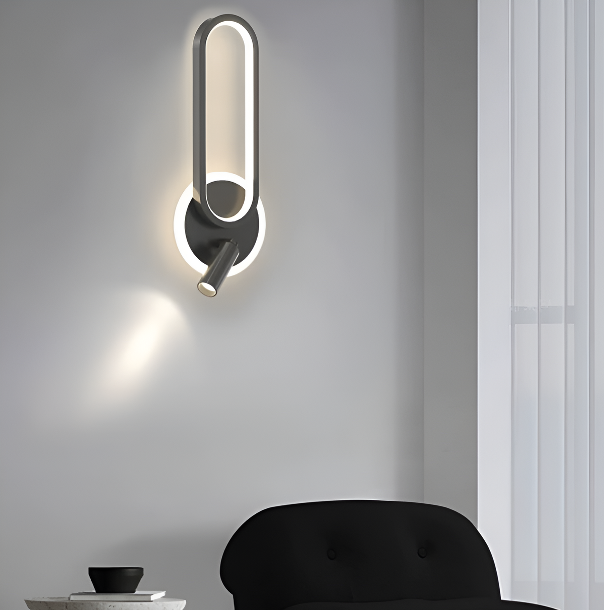 Настінні світильники Led H-47 cm Led 20W 3000K 4000K 6000K Black Spot oval 250122-100004024