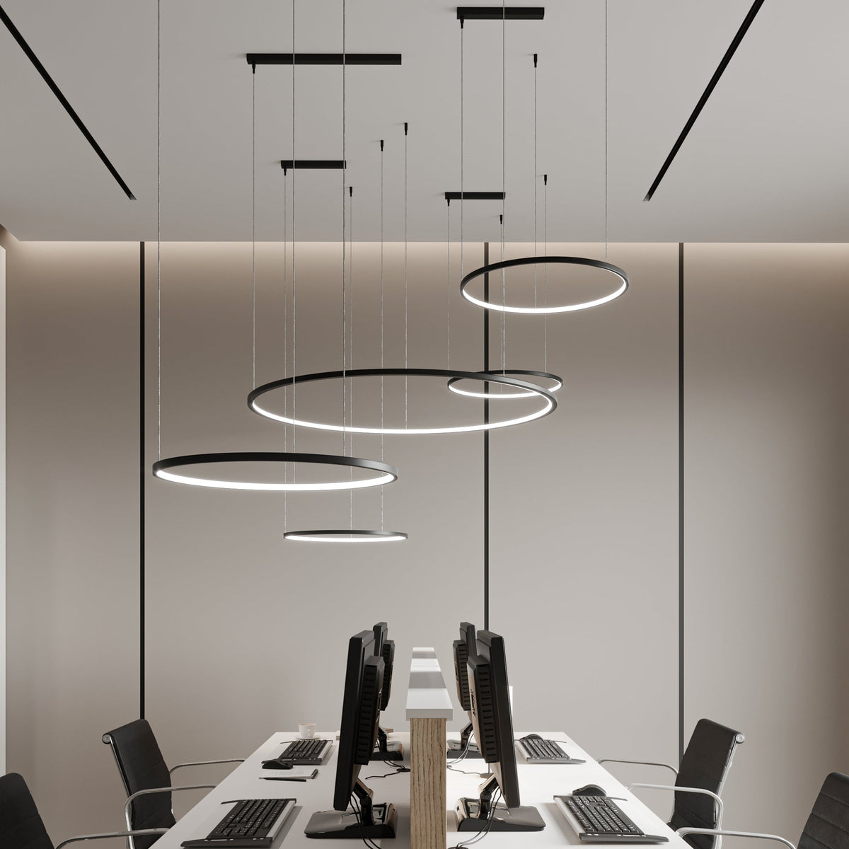 Підвісний стельовий світильник D-55+90 cm Led 60W 3100/4100K Ring Mix 250672-100005343