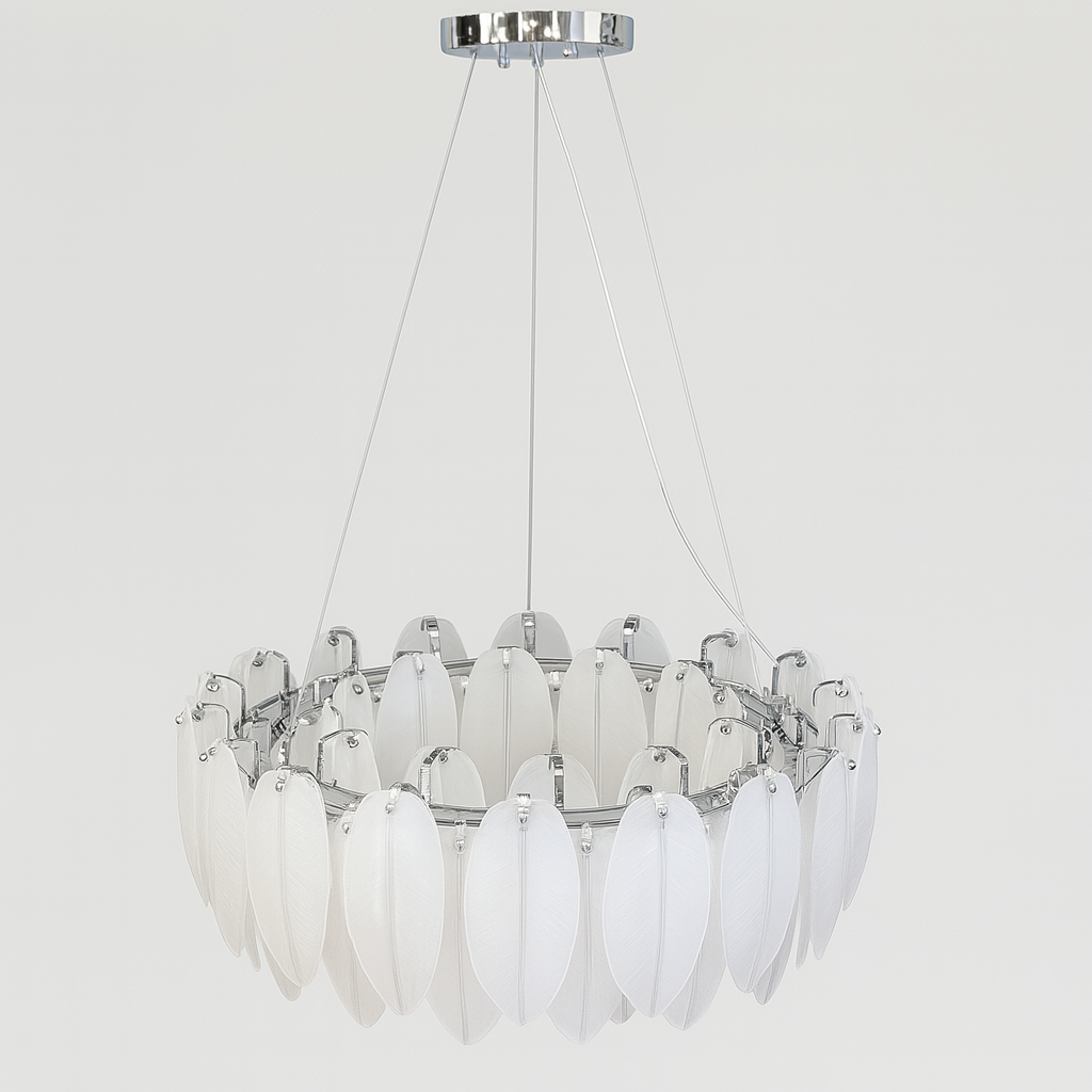 Підвісні люстри срібні D-40 cm / D-60 cm E14 Chrome Feathers gloss lamp 230335-100001482