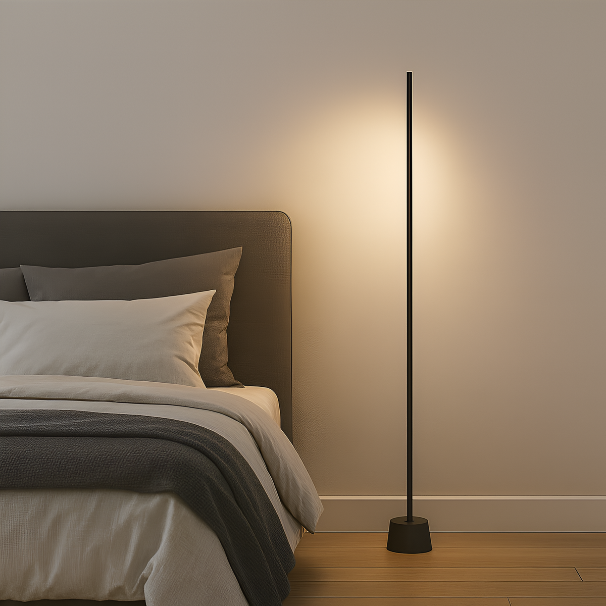 Торшери металеві лінійні чорні H-131 cm Led 12W 3000K / 4000K Black Pipeline 251225-100006940