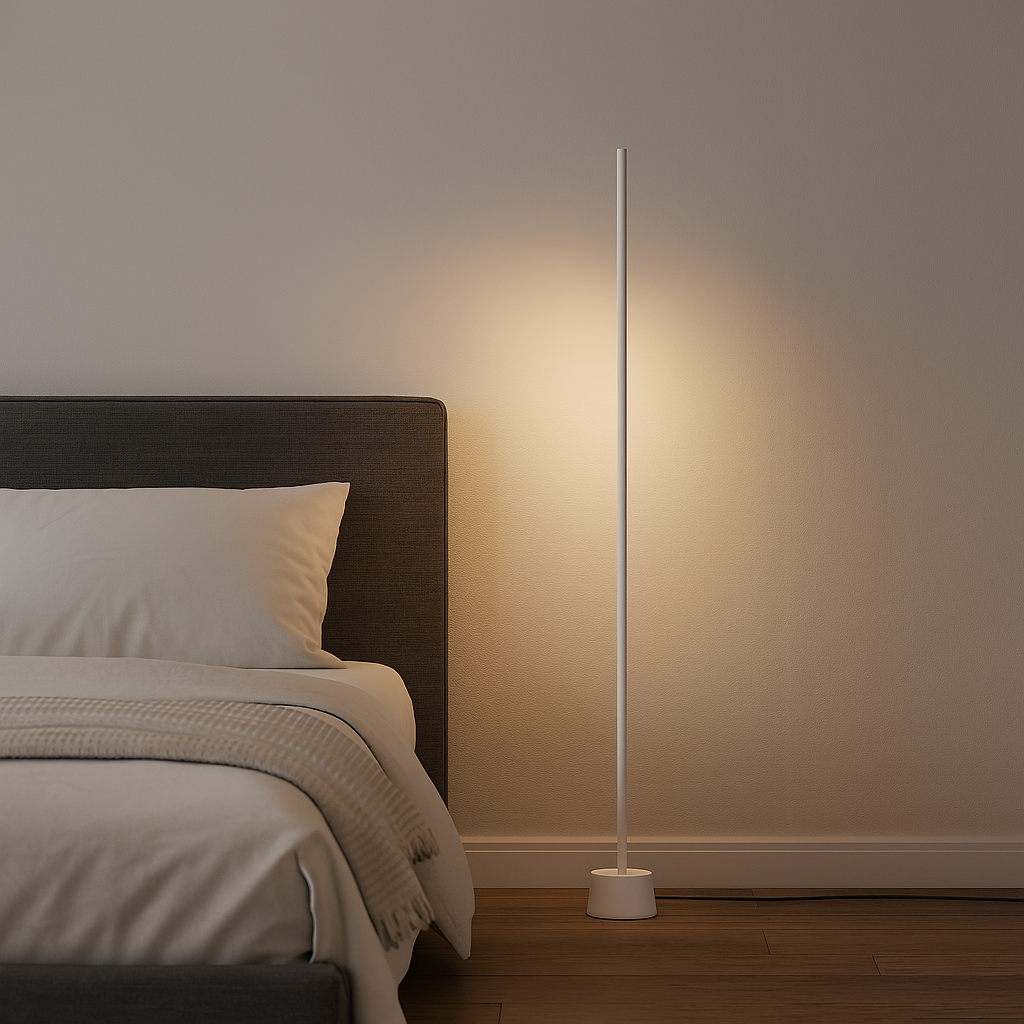 Торшер металевий лінійний білий H-131 cm Led 12W 3000K / 4000K White Pipeline 250725-100005509