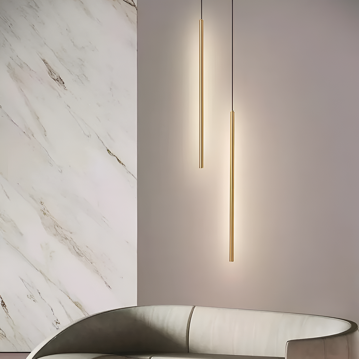 Підвісний світильник золотий Led 18W 3000K H-80 cm/ H-100 cm Line Gold Pipeline 220920-100001004