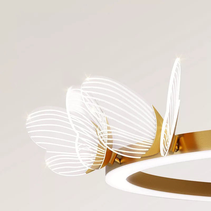 Люстри підвісні золоті у діаметрах D-60 cm / D-80 cm Led 3000К-6000K Метелики Gold Butterflies 260518-100008019