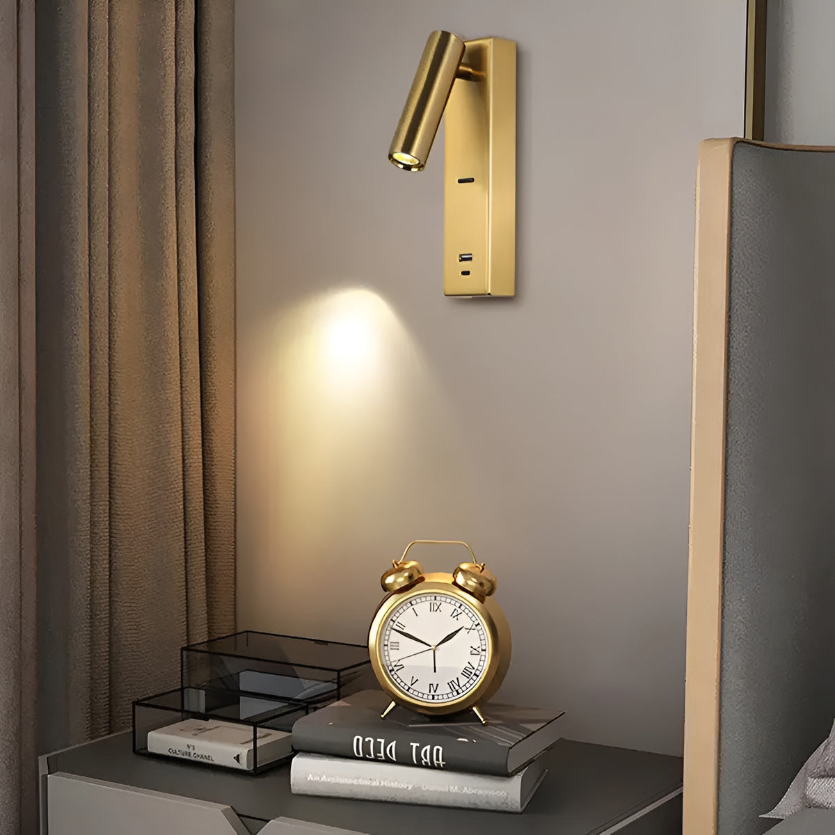 Бра з вимикачем на корпусі Led 3W 3000K USB-A + USB-C Gold Teco spot 260828-100008638