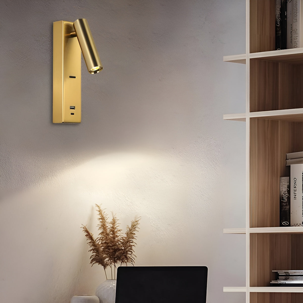 Бра з вимикачем на корпусі Led 3W 3000K USB-A + USB-C Gold Teco spot 260828-100008638