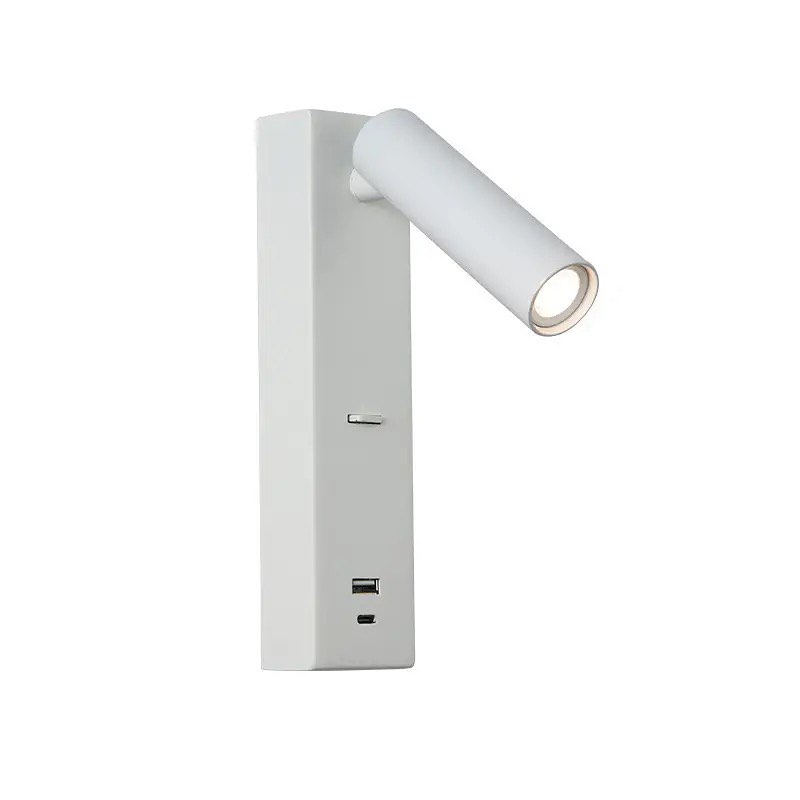 Бра з вимикачем на корпусі 3W 3000K USB-A + USB-C White Teco spot 260828-100008639