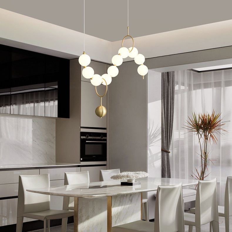 Люстра Pearls Beads lamp L-150 см/ L-190 cm 50W 4000К/3000K White + Gold 230818-100002458