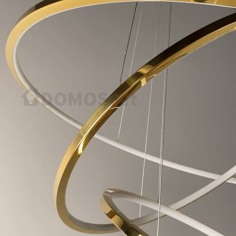 Люстра золота підвісна три кільця D-80+60+40 см Н-50-180 см Led Gold 3000К-6000К Rimy 240158-100003016