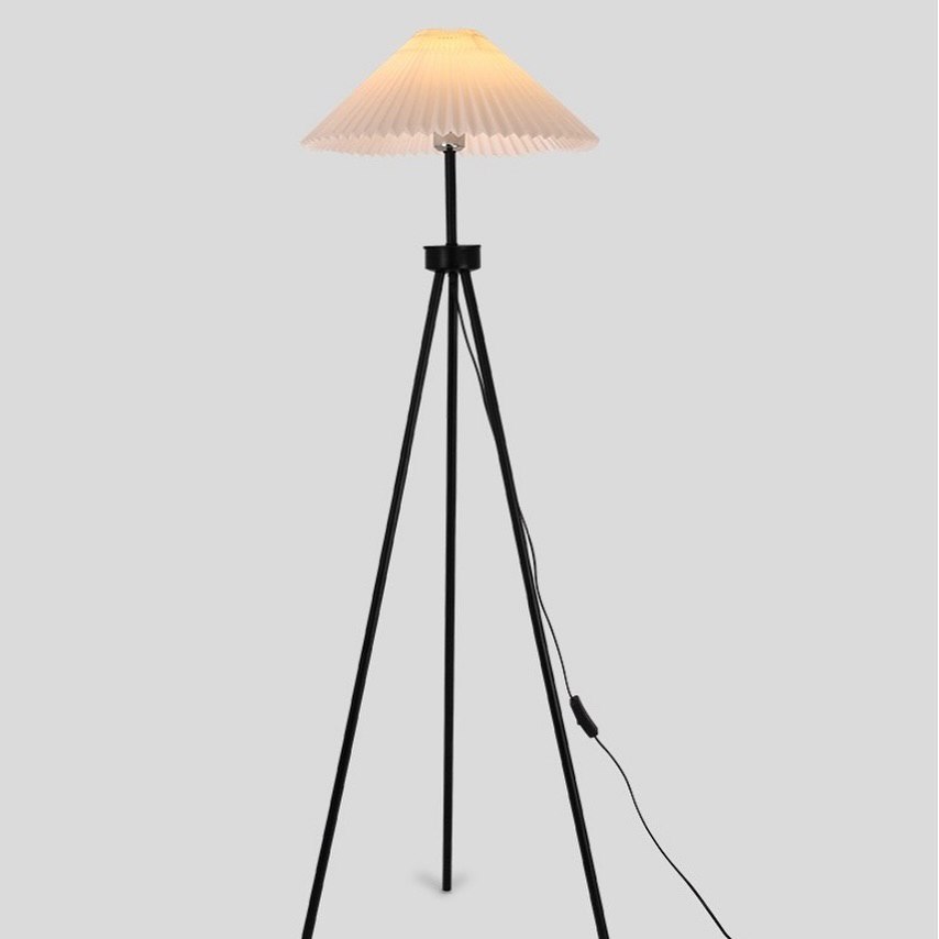Торшер з абажуром гофре Eco floor 158 cm Black 240721-100003467