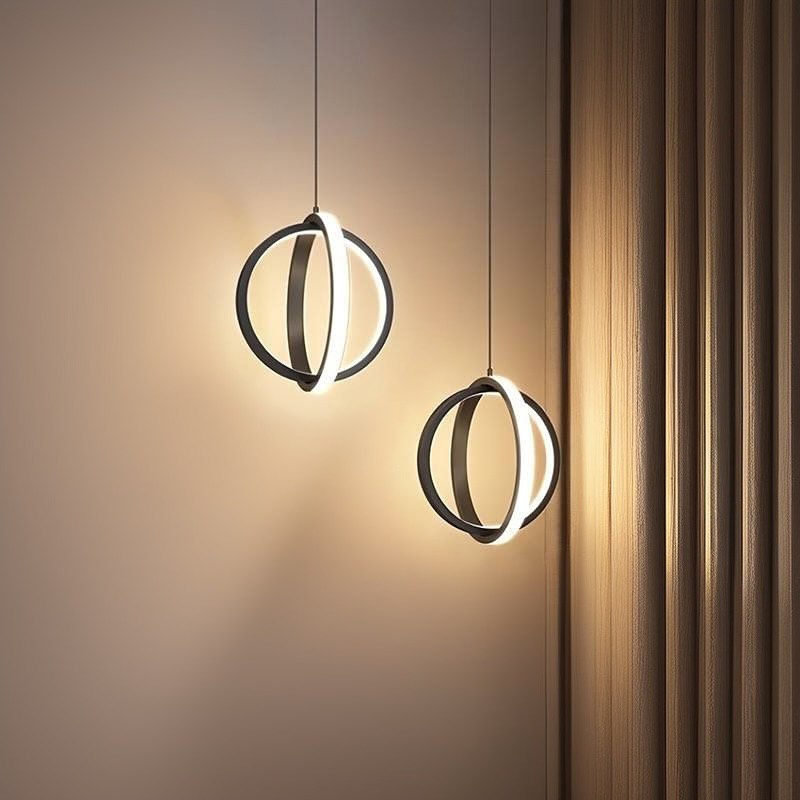 Підвісний світильник круглий чорний сфера D-25 cm 25W Led Black Pair Circles 240958-100003743