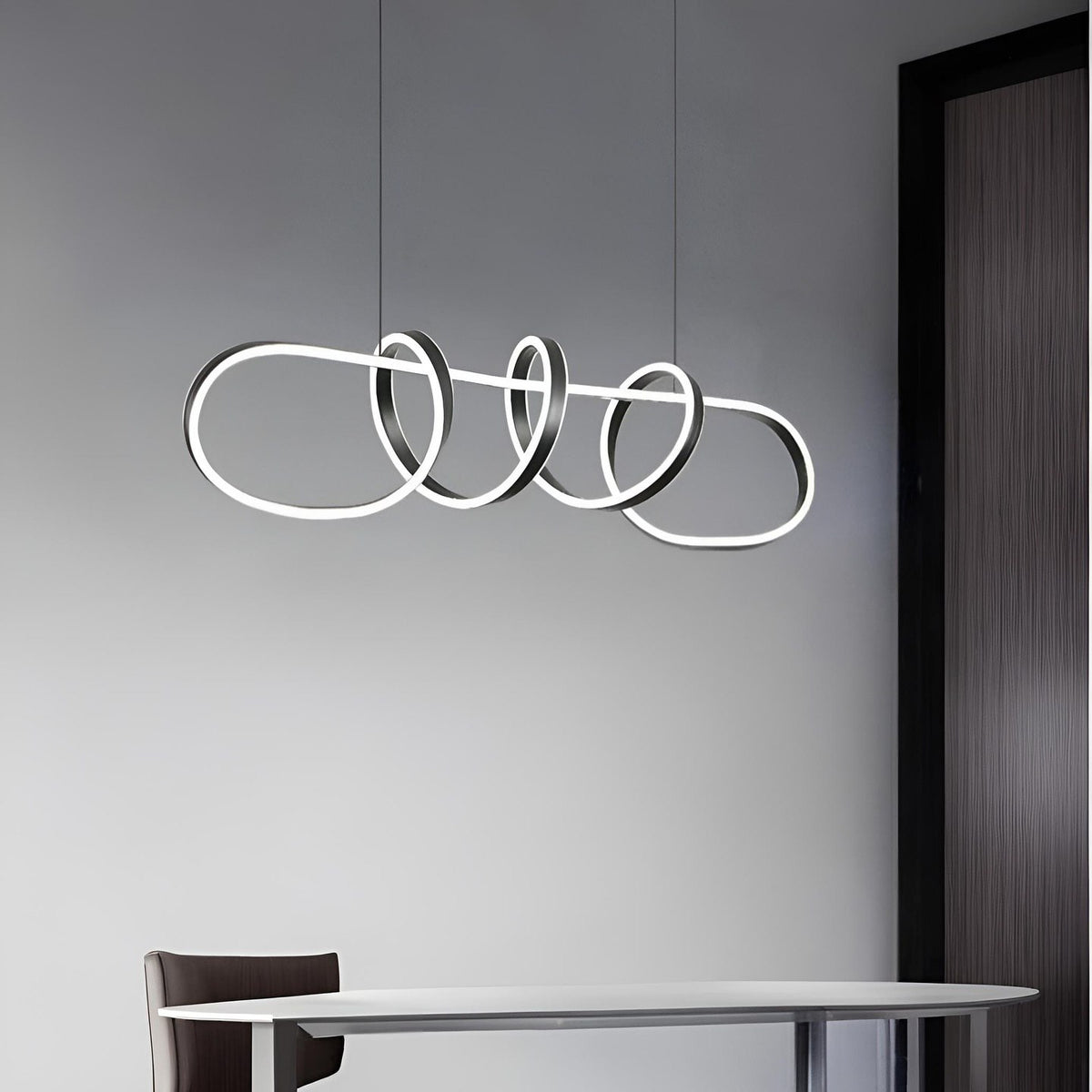 Люстра чорна підвісна L-100 cm Black Gemo Wave edging Led 240922-100003760