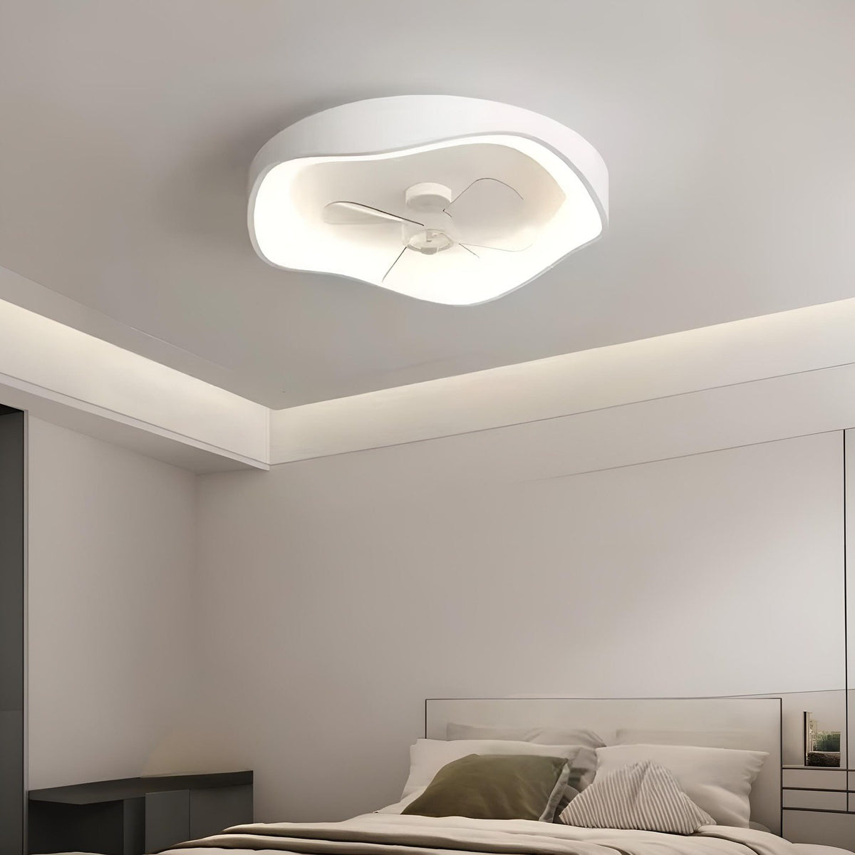 Стельовий світильник з вентилятором D-50 cm Led 32W White Ceiling wave fan 240922-100003761