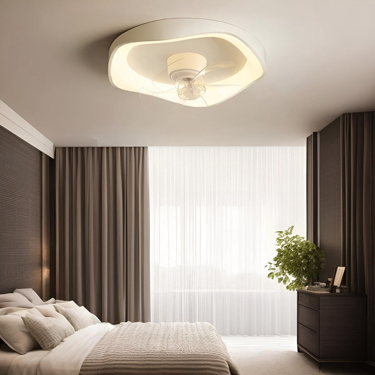 Стельовий світильник з вентилятором D-50 cm Led 32W White Ceiling wave fan 240922-100003761