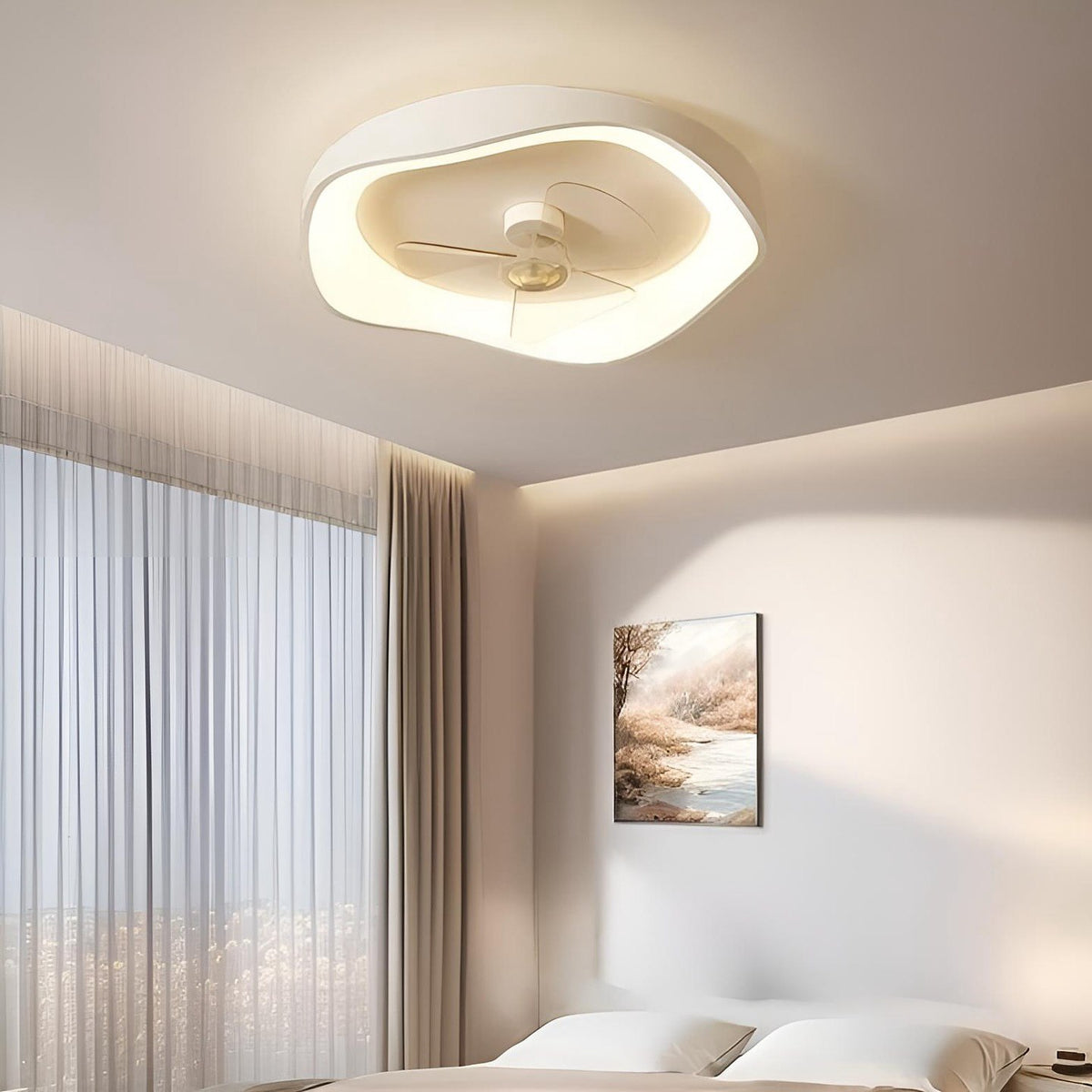 Стельовий світильник з вентилятором D-50 cm Led 32W White Ceiling wave fan 240922-100003761