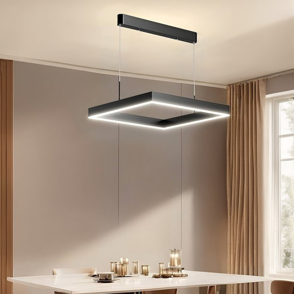 Люстра підвісна L-60 cm / L-80 cm black Led Single Square 241018-100003796