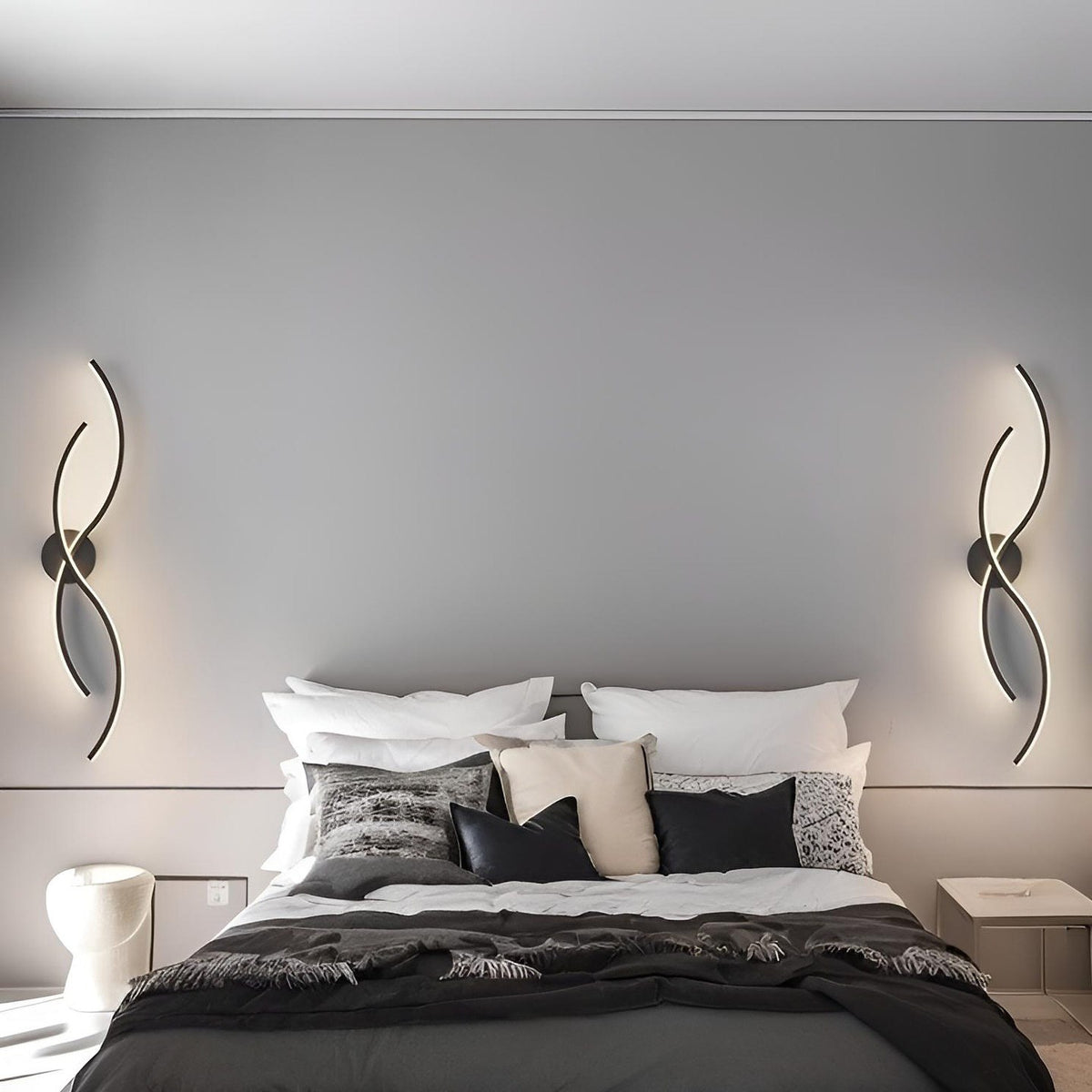 Світильник настінний Double waves black H60/ H80 cm 3000-6000K 241019-100003848