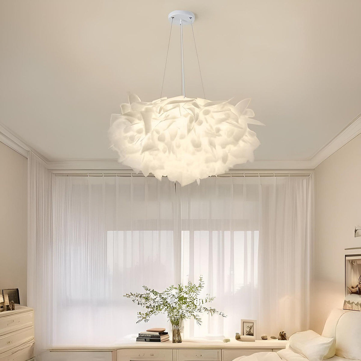 Люстра підвісна біла Квітка D500 Led 26W White Flower tender 241018-100003857