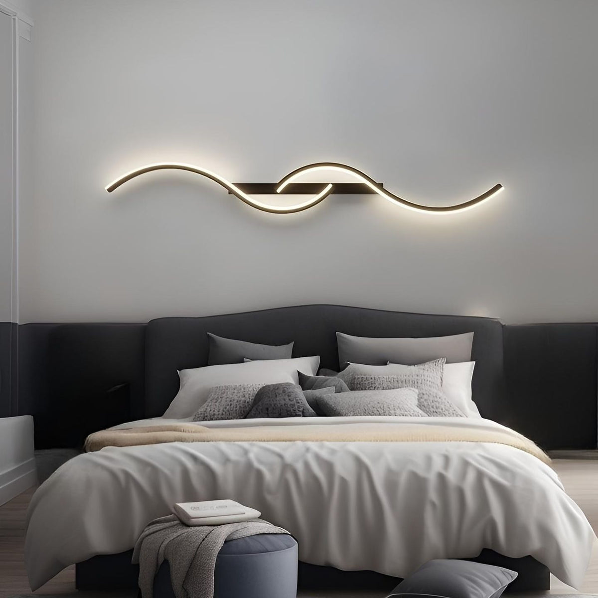 Бра хвилясте Double waves black H-60 / H-80 /H-100 Led 12-24W 3000-6000K 241019-100003883