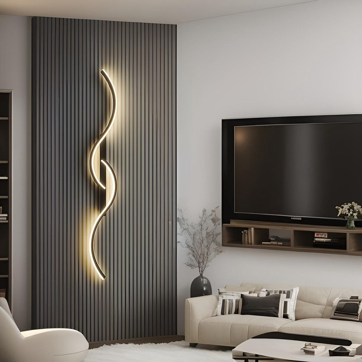 Бра хвилясте Double waves black H-60 / H-80 /H-100 Led 12-24W 3000-6000K 241019-100003883